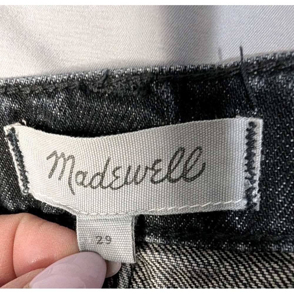 Madewell Black Denim Mini Skirt Womens 29 Raw Hem Jean Skirt Acid Wash Y2K - Picture 5 of 9